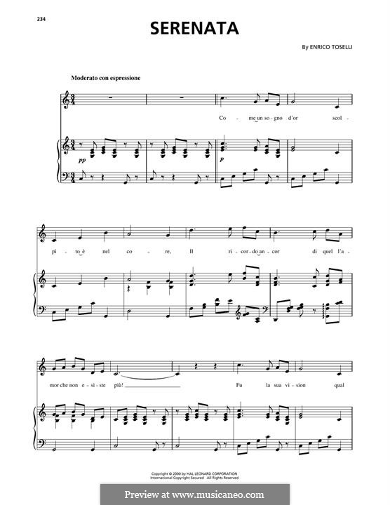 Serenade: Für Stimme und Klavier (oder Gitarre) by Enrico Toselli