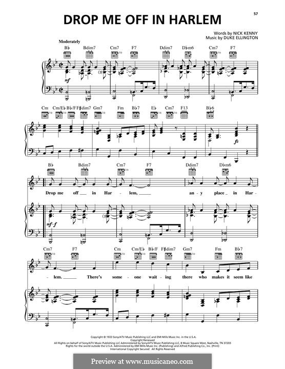Drop Me Off in Harlem: Für Stimme und Klavier (oder Gitarre) by Duke Ellington