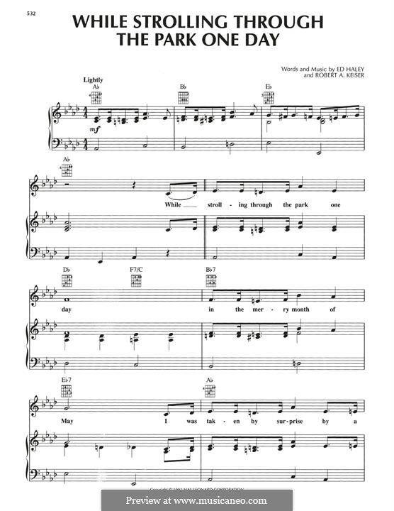While Strolling through the Park one Day (Fountain in the Park): Für Stimme und Klavier (oder Gitarre) by Ed Haley