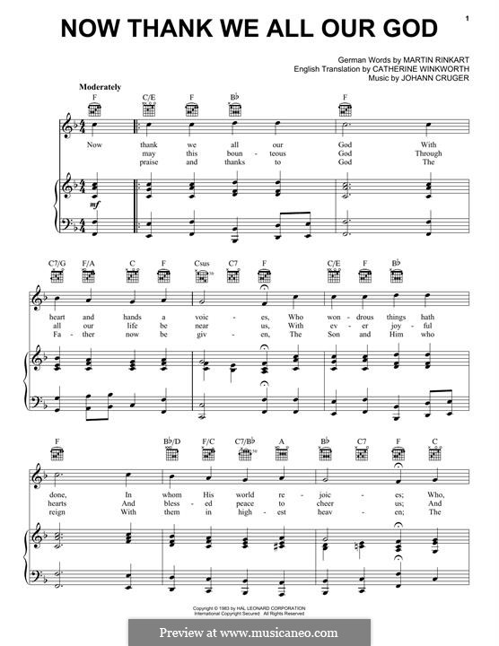 Now Thank We All Our God: Für Stimme und Klavier (oder Gitarre) by Johann Crüger
