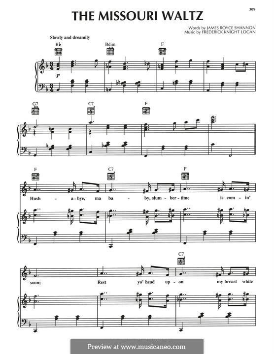 The Missouri Waltz: Für Stimme und Klavier (oder Gitarre) by Frederic Knight Logan