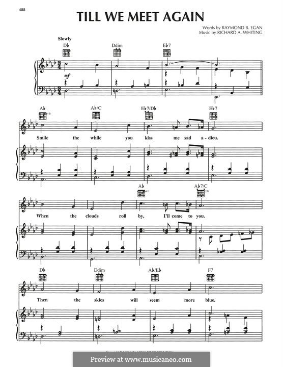 Till We Meet Again: Für Stimme und Klavier (oder Gitarre) by Richard A. Whiting