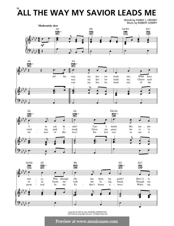 All the Way My Savior Leads Me: Für Stimme und Klavier (oder Gitarre) by Robert Lowry