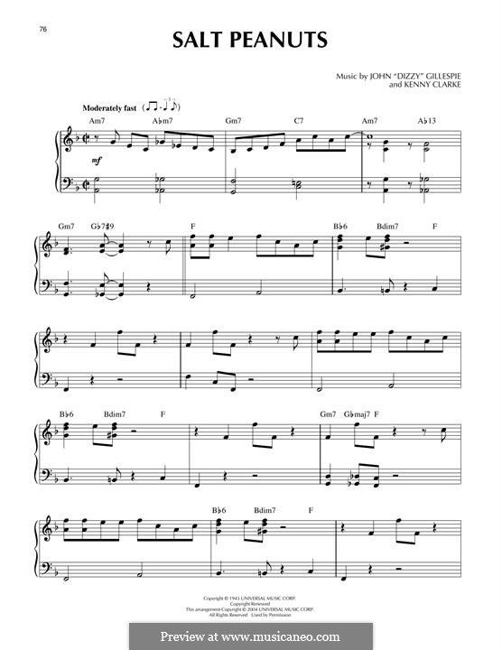 Salt Peanuts: Für Klavier by Kenny Clarke