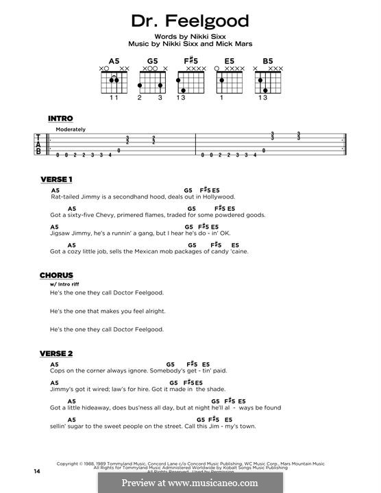 Dr. Feel Good (Motley Crue): Lyrics and guitar chords by Mick Mars, Nikki Sixx