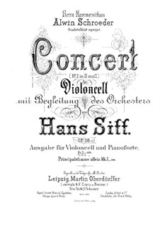 Konzert für Cello und Orchester Nr.2, Op.38: Bearbeitung für Cello und Klavier – Solo Stimme by Hans Sitt