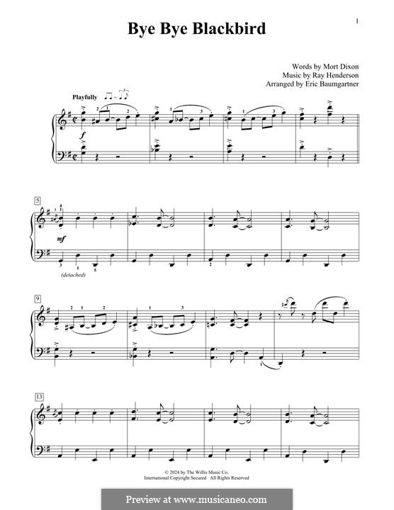 Bye Bye Blackbird: Für Klavier by Ray Henderson