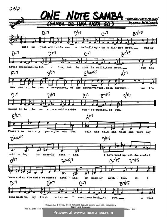 One Note Samba (Samba De Uma Nota): Low Voice by Antonio Carlos Jobim