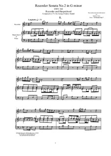 Sonate für Flöte und Cembalo in g-Moll, HWV 360 Op.1 No.2: Partitur, Solostimme by Georg Friedrich Händel