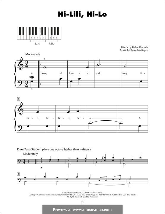 Hi-lili, Hi-lo: Für Klavier by Bronislau Kaper