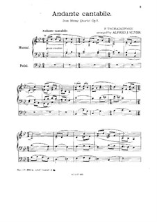 Streichquartett Nr.1 in D-Dur, TH 111 Op.11: Teil II, für Orgel by Pjotr Tschaikowski