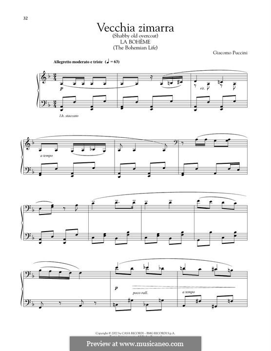 Vecchia zimarra: Für Klavier by Giacomo Puccini
