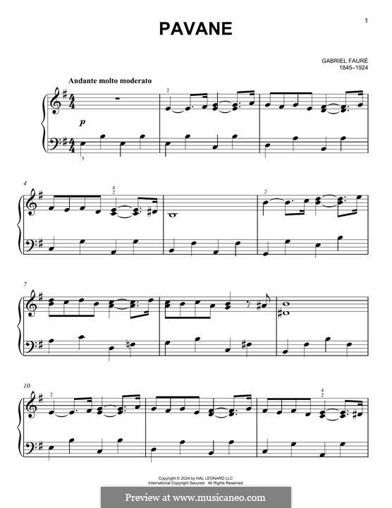 Pavane, Op.50: Für Klavier by Gabriel Fauré