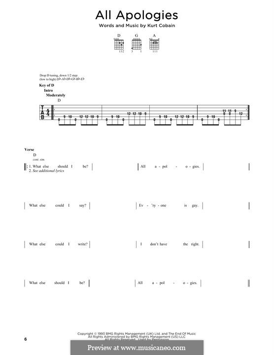 All Apologies (Nirvana): Für Gitarre by Kurt Cobain