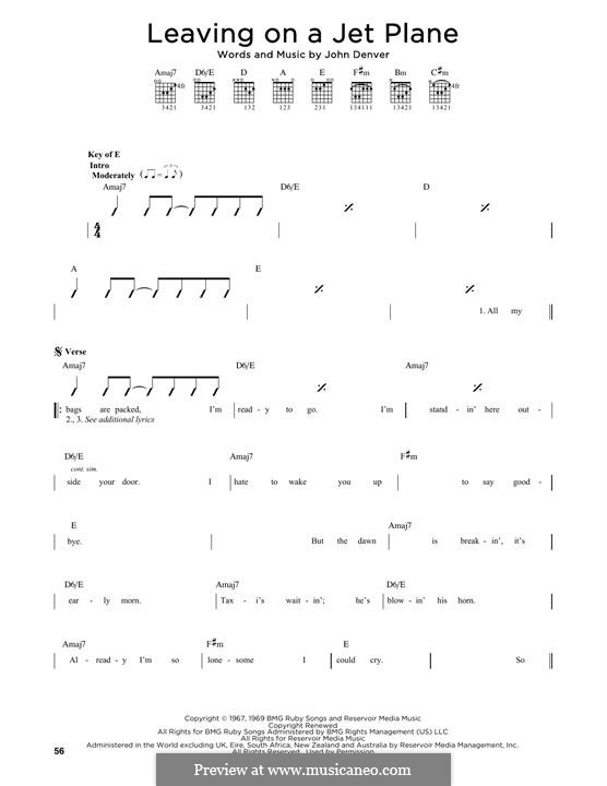 Leaving on a Jet Plane: Für Gitarre by John Denver