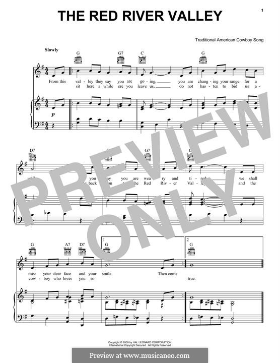 The Red River Valley: Für Stimme und Klavier (oder Gitarre) by folklore