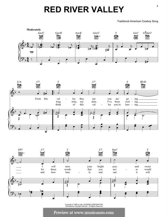 The Red River Valley: Für Stimme und Klavier (oder Gitarre) by folklore