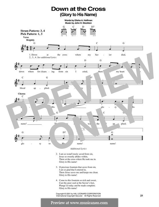 Down at the Cross (Glory to His Name): Für Gitarre by John H. Stockton