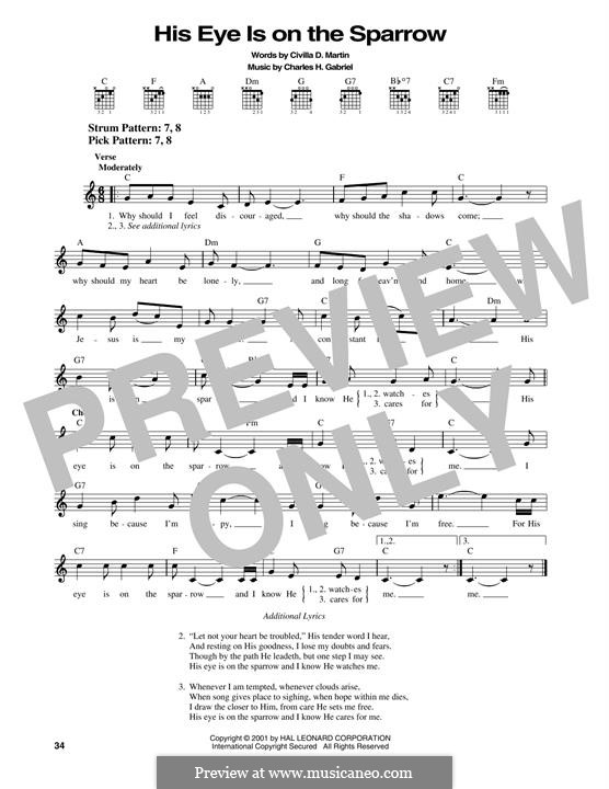 His Eye Is on the Sparrow (Ethel Waters): Für Gitarre by Charles Hutchinson Gabriel