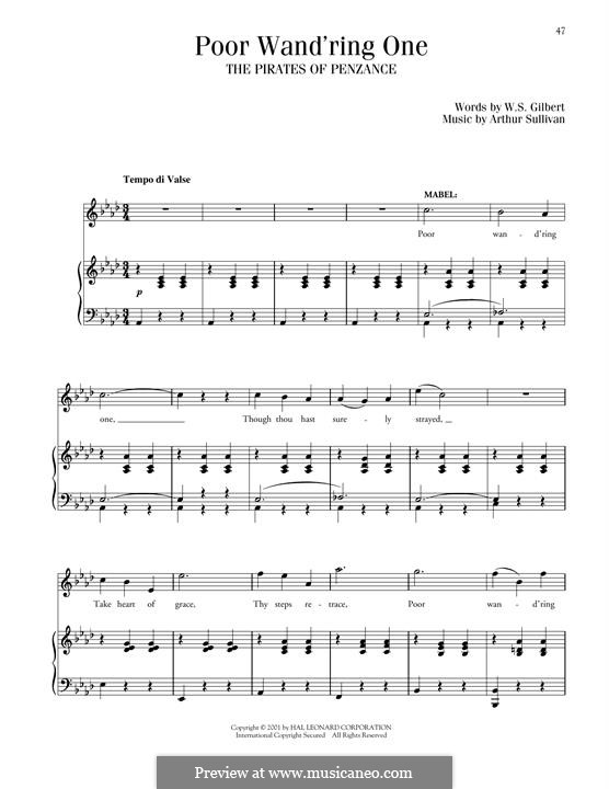 Poor Wandering One: Für Stimme und Klavier by Arthur Sullivan