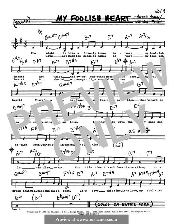 My Foolish Heart: Low Voice by Victor Young