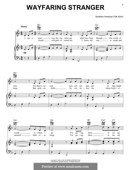 Wayfaring Stranger: Für Stimme und Klavier (oder Gitarre) by folklore
