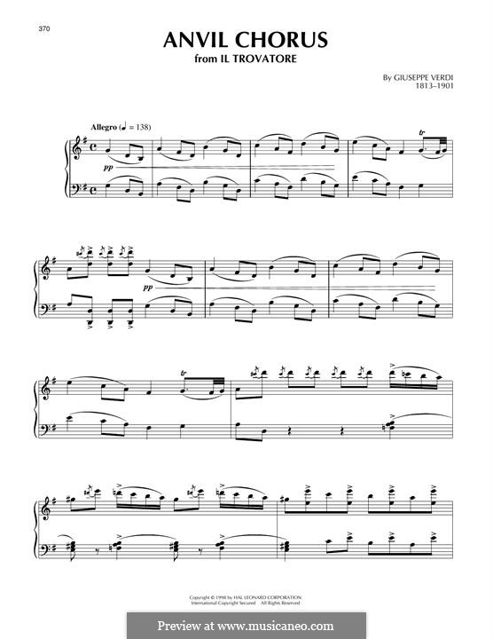Anvil Chorus: Für Klavier by Giuseppe Verdi