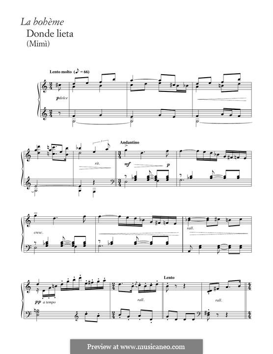 Donde lieta uscì: Für Klavier by Giacomo Puccini