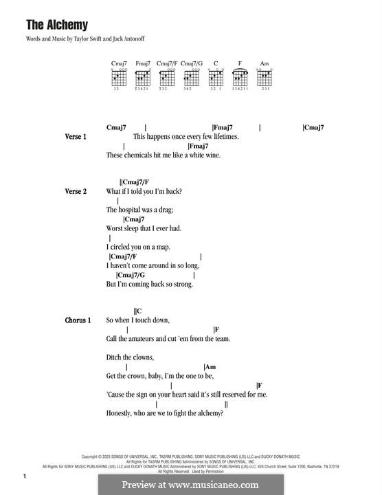The Alchemy (Taylor Swift): Lyrics and guitar chords by Jack Antonoff