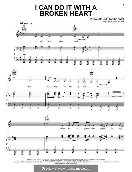 I Can Do It with a Broken Heart (Taylor Swift): Für Stimme und Klavier (oder Gitarre) by Jack Antonoff