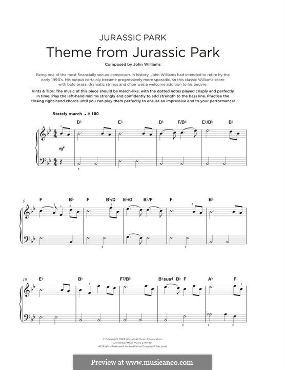 Theme from Jurassic Park: Für Klavier by John Williams