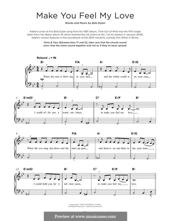 Make You Feel My Love: For piano (Adele) by Bob Dylan