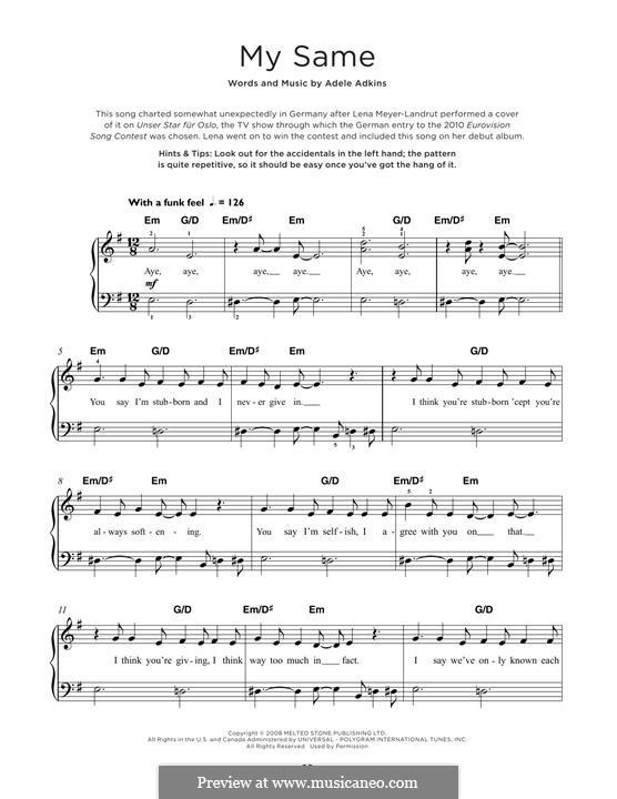 My Same: Für Klavier by Adele