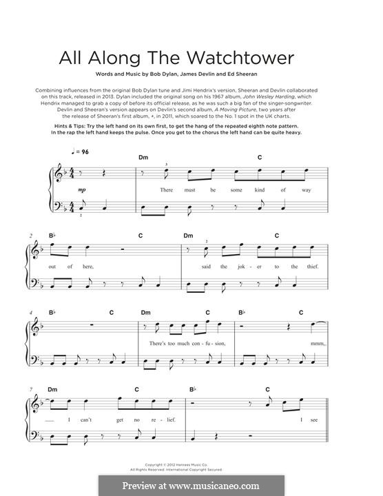 All Along the Watchtower: Für Klavier by Bob Dylan