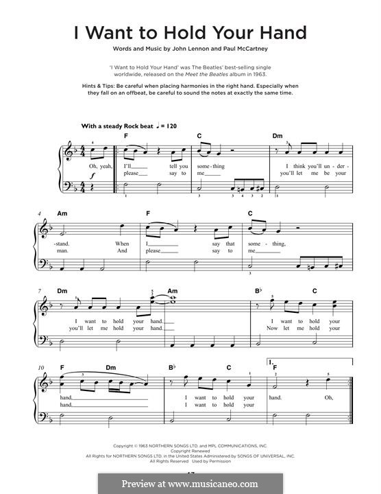 I Want to Hold Your Hand (The Beatles): Für Klavier by John Lennon, Paul McCartney