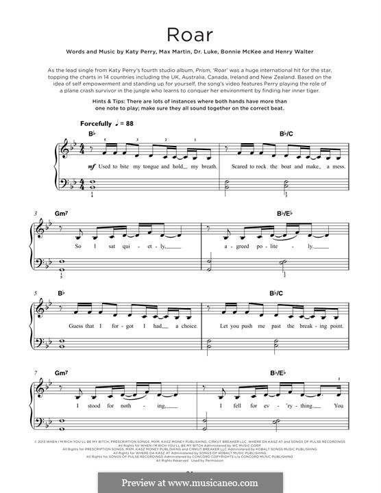 Piano version: Für einen Interpreten by Bonnie McKee, Katy Perry, Lukas Gottwald, Max Martin, Henry Russell Walter