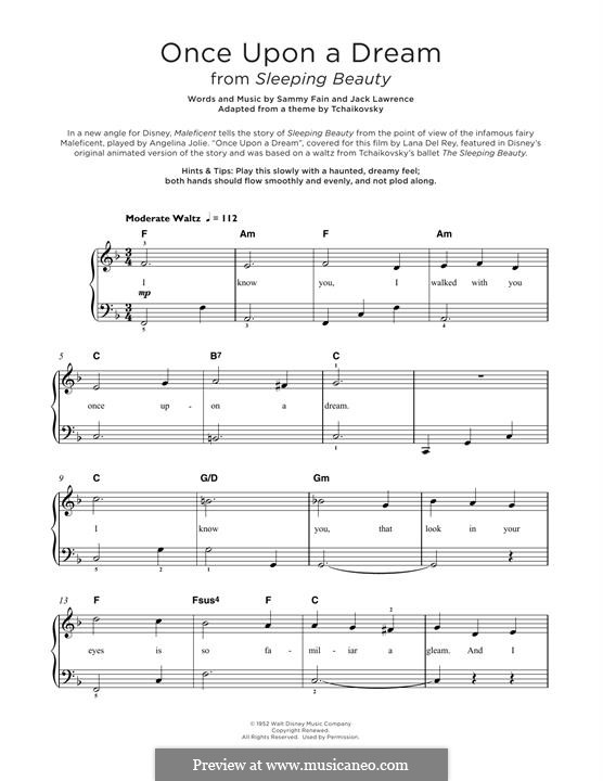 Once Upon A Dream (from Sleeping Beauty): Für Klavier by Jack Lawrence, Sammy Fain