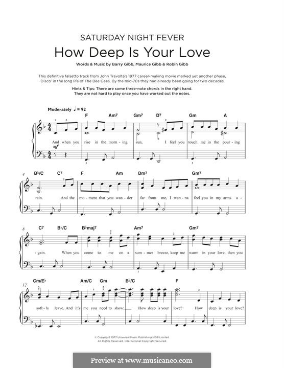 How Deep Is Your Love (The Bee Gees): Für Klavier by Barry Gibb, Maurice Gibb, Robin Gibb