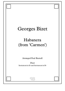 Habanera: For duet: instruments in Eb and Bb by Georges Bizet