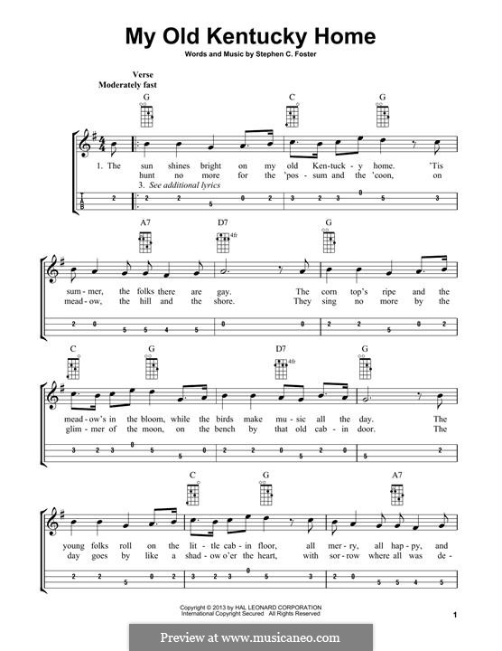 My Old Kentucky Home Good-Night: For mandolin by Stephen Foster