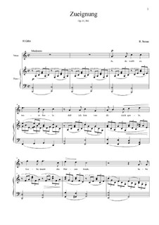 No.1 Zueignung: For tenor and piano by Richard Strauss