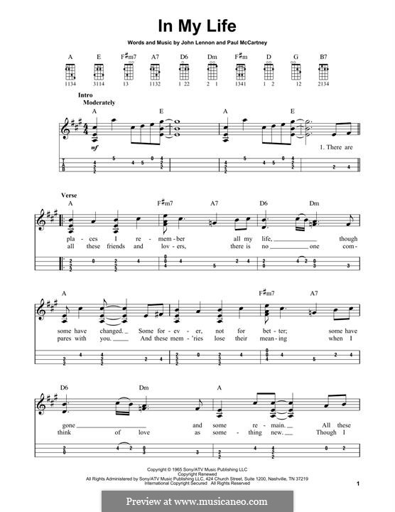 In My Life (The Beatles): For mandolin by John Lennon, Paul McCartney