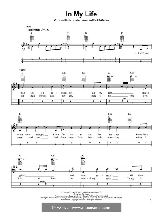 In My Life (The Beatles): For mandolin by John Lennon, Paul McCartney