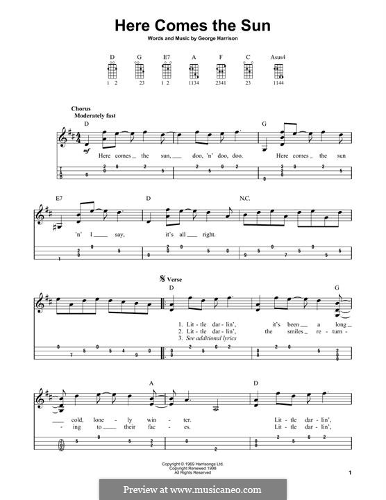 Here Comes the Sun (The Beatles): For mandolin by George Harrison