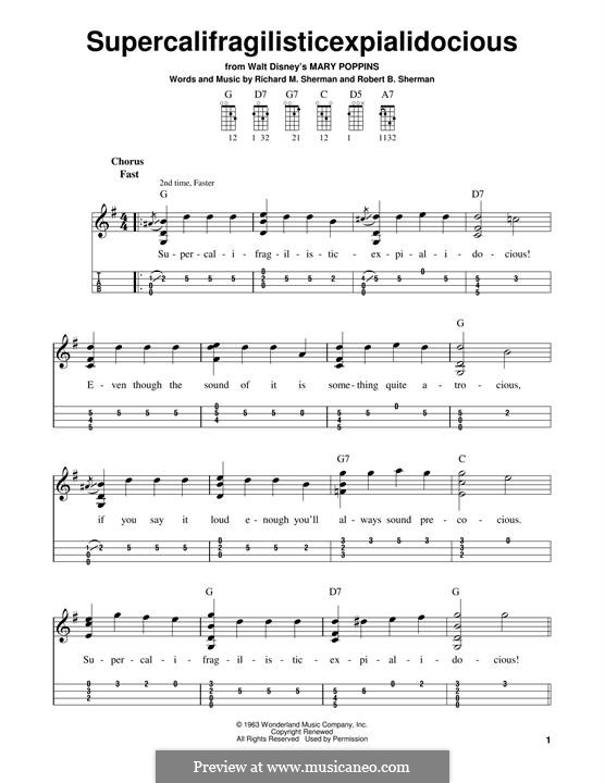 Supercalifragilisticexpialidocious (from Mary Poppins): For mandolin by Richard M. Sherman, Robert B. Sherman