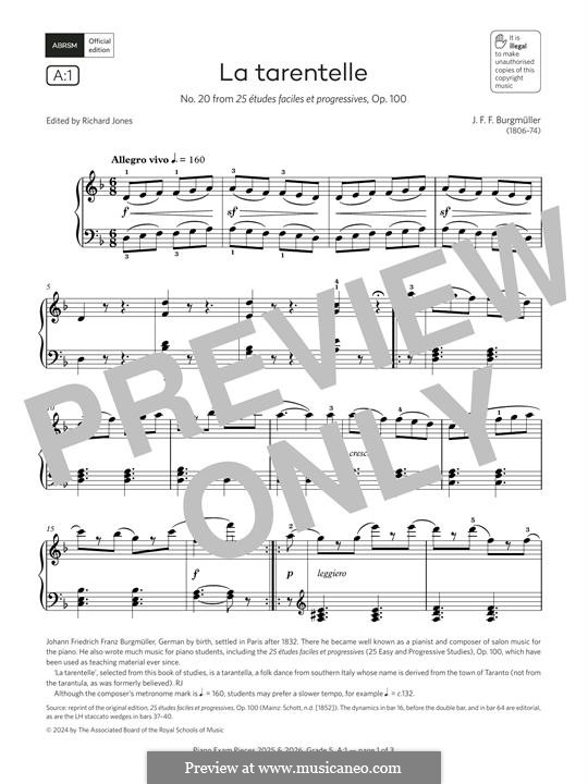 No.20 Le Tarantelle: Für Klavier by Johann Friedrich Burgmüller