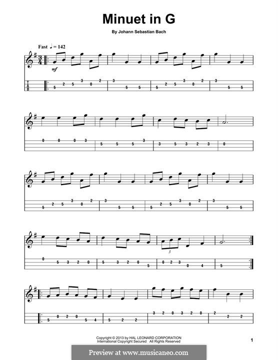 Nr.4 Menuett in G-Dur, BWV Anh.114: For mandolin by Johann Sebastian Bach