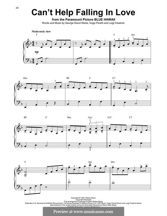 Instrumental version: For harp by George David Weiss, Hugo Peretti, Luigi Creatore