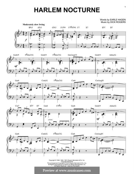 Harlem Nocturne (Duke Ellington): Für Klavier by Earle Hagen