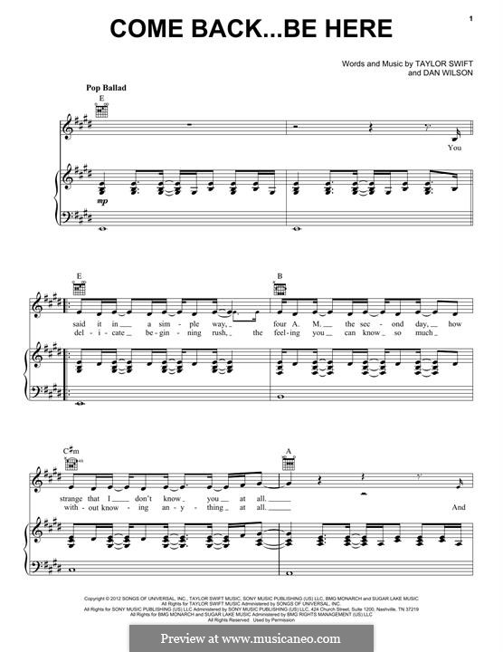 Come Back...Be Here (Taylor Swift): Come Back...Be Here (Taylor Swift) by Daniel Wilson
